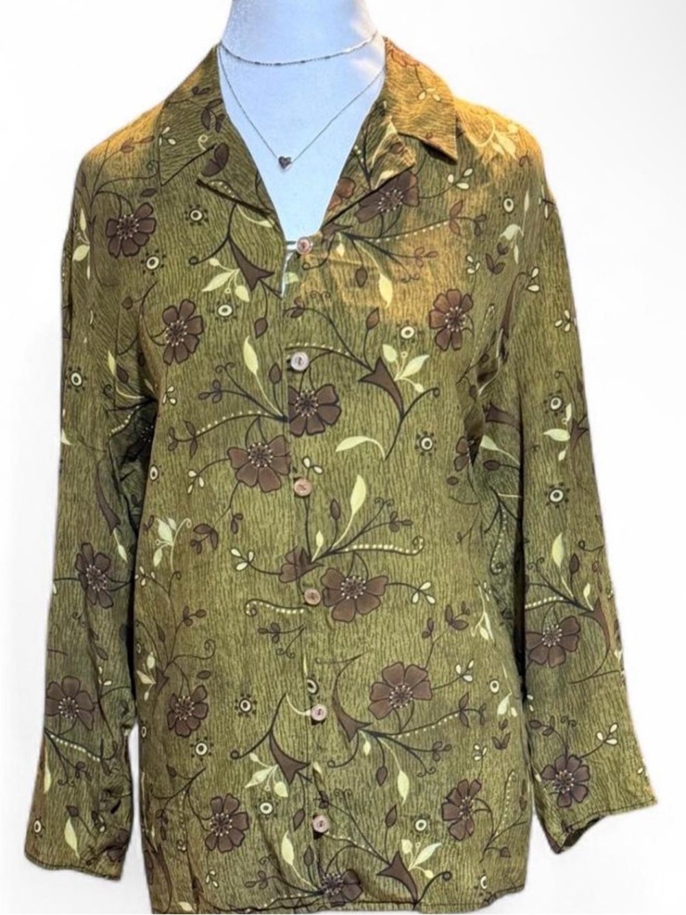 Vintage Amanda Smith Earthy Botanical Button Down Blouse